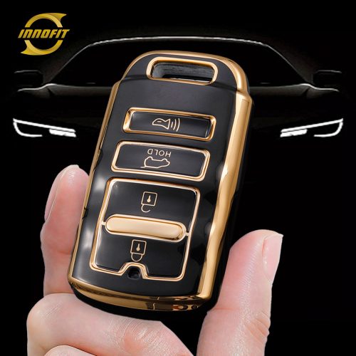 KIF1T1-Black-Gold Plating- Car Key Cover For Kia