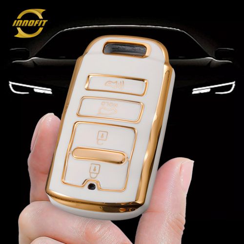 KIF1T1-White-Gold Plating- Car Key Cover For Kia