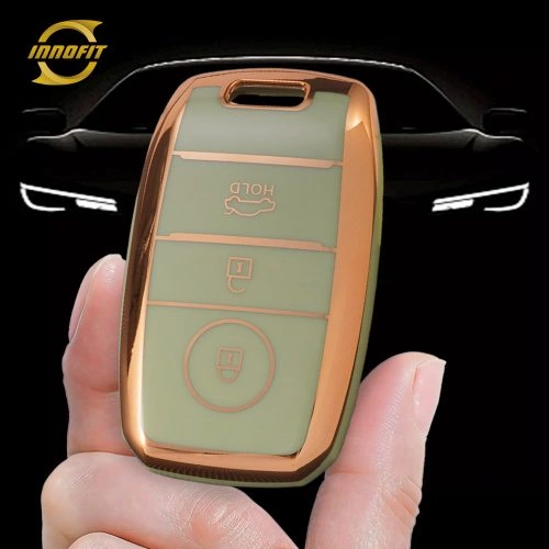 KIH1T1-Green-Gold Plating- Car Key Cover For Kia
