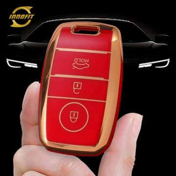 KIH1T1-Red-Gold Plating- Car Key Cover For Kia