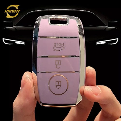 KIH1T1-Purple-Silver Plating- Car Key Cover For Kia