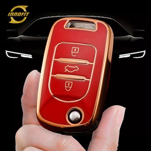 WUA1T1-Red-Gold Plating- Car Key Cover For Wuling BAOJUN Chevrolet