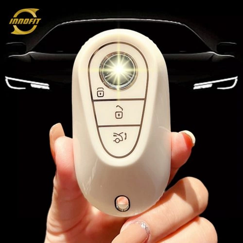 MEA1T1-White-Silver Plating- Car Key Cover For Mercedes-Benz