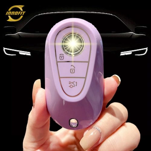 MEA1T1-Purple-Silver Plating- Car Key Cover For Mercedes-Benz
