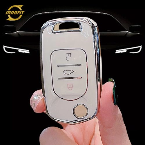 BAA1T1-White-Silver Plating- Car Key Cover For BAOJUN