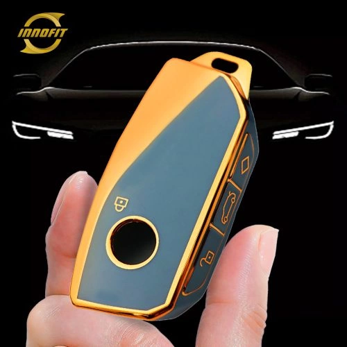 BMA1T1-Granny Grey-Gold Plating- Car Key Cover For BMW