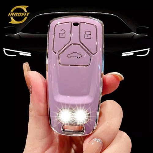 AUA1T1-Purple-Silver Plating- Car Key Cover For Audi