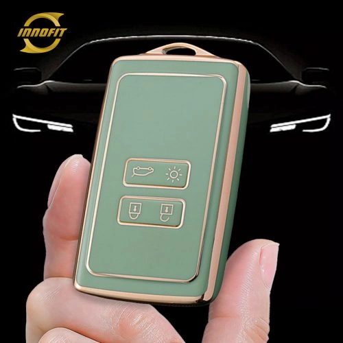 REA1T1-Green-Gold Plating- Car Key Cover For Renault