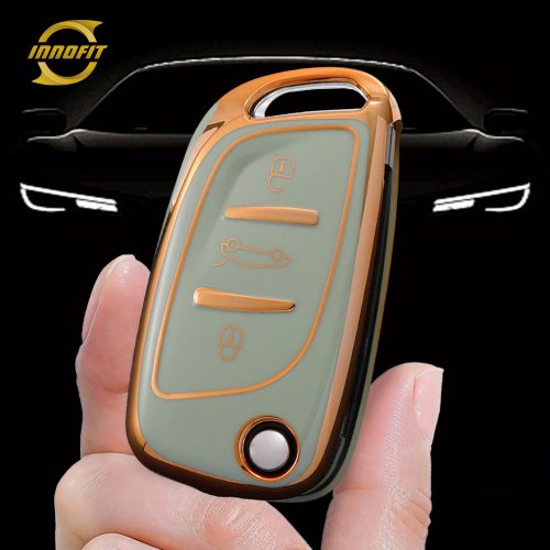 PUA1T1-Green-Gold Plating- Car Key Cover For Peugeot Citroen
