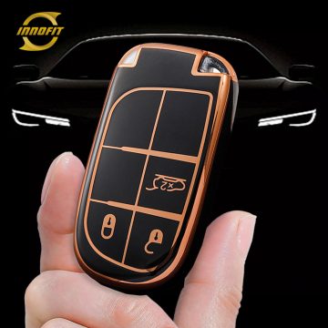 JEA1T1-Black-Gold Plating- Car Key Cover For Jeep Dodge Chrysler