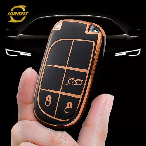 JEA1T1-Black-Gold Plating- Car Key Cover For Jeep Dodge Chrysler