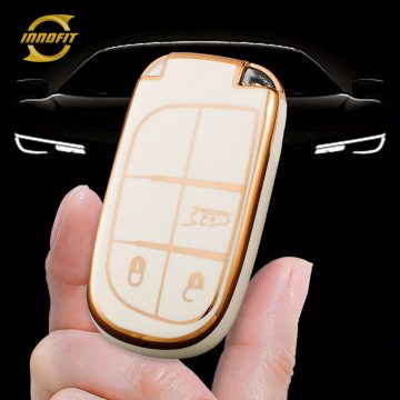 JEA1T1-White-Gold Plating- Car Key Cover For Jeep Dodge Chrysler