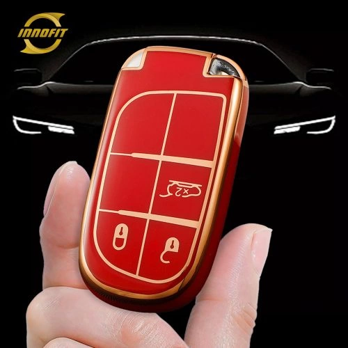 JEA1T1-Red-Gold Plating- Car Key Cover For Jeep Dodge Chrysler