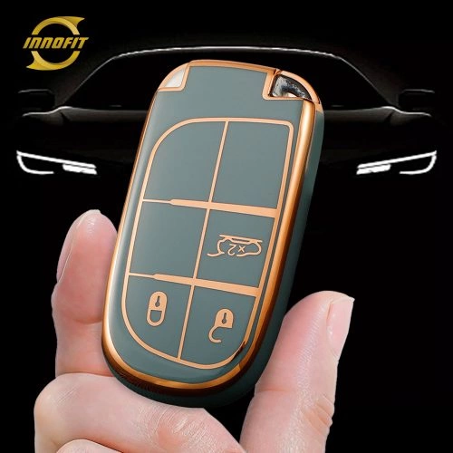 JEA1T1-Granny Grey-Gold Plating- Car Key Cover For Jeep Dodge Chrysler