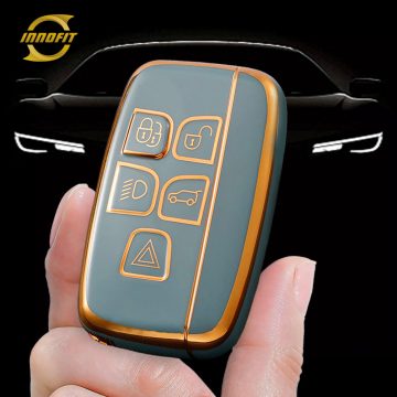 LAA1T1-Granny Grey-Gold Plating- Car Key Cover For Landrover Jaguar
