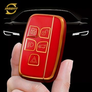 LAA1T1-Red-Gold Plating- Car Key Cover For Landrover Jaguar