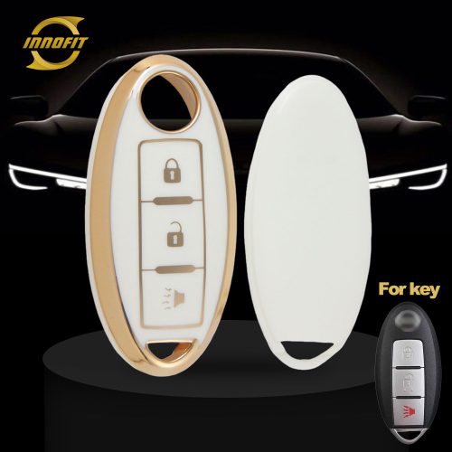 NIB2T1-White-Gold Plating- Car Key Cover For Nissan Infiniti