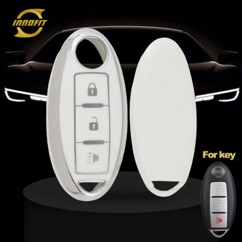 NIB2T1-White-Silver Plating- Car Key Cover For Nissan Infiniti