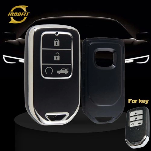 HOA8T1-Black-Silver Plating- Car Key Cover For Honda