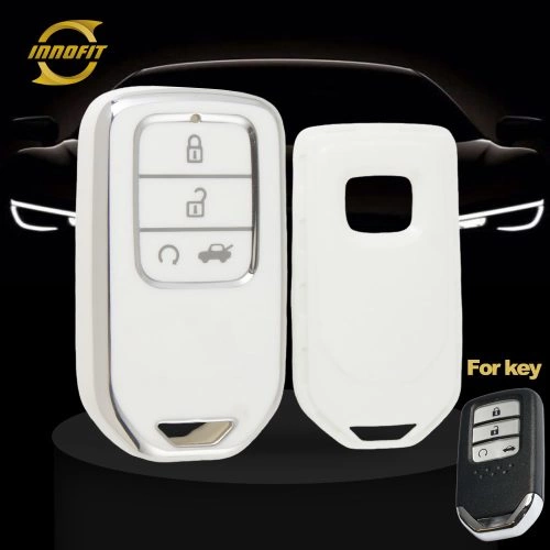 HOA8T1-White-Silver Plating- Car Key Cover For Honda