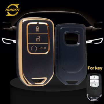 HOA3T1-Black-Gold Plating- Car Key Cover For Honda