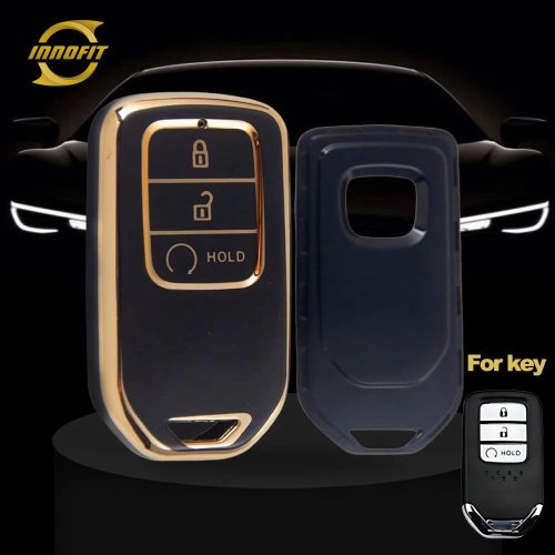 HOA3T1-Black-Gold Plating- Car Key Cover For Honda