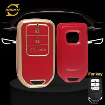 HOA3T1-Red-Gold Plating- Car Key Cover For Honda