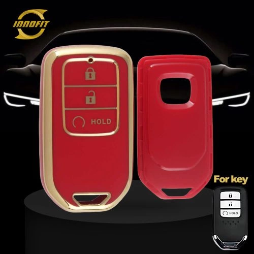 HOA3T1-Red-Gold Plating- Car Key Cover For Honda