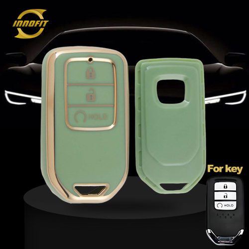 HOA3T1-Green-Gold Plating- Car Key Cover For Honda