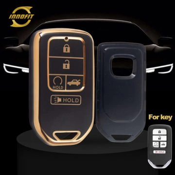 HOA6T1-Black-Gold Plating- Car Key Cover For Honda