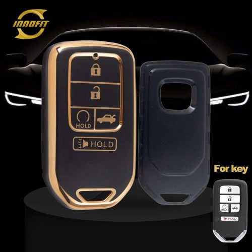 HOA6T1-Black-Gold Plating- Car Key Cover For Honda