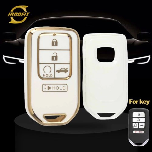 HOA6T1-White-Gold Plating- Car Key Cover For Honda