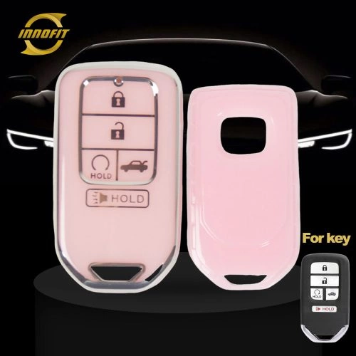 HOA6T1-Pink-Silver Plating- Car Key Cover For Honda