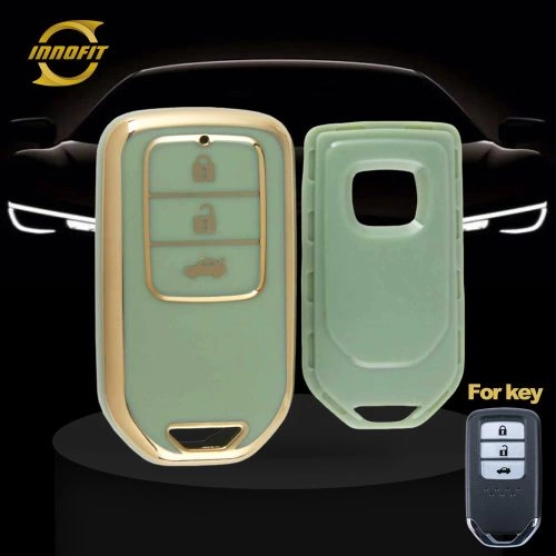 HOA1T1-Green-Gold Plating- Car Key Cover For Honda