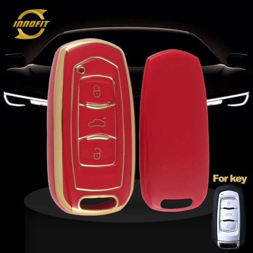 GEA1T1-Red-Gold Plating- Car Key Cover For Geely Auto