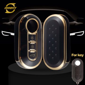FIA1T1-Black-Gold Plating- Car Key Cover For Fiat