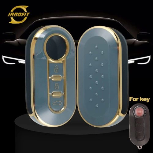 FIA1T1-Granny Grey-Gold Plating- Car Key Cover For Fiat
