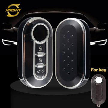 FIA1T1-Black-Silver Plating- Car Key Cover For Fiat
