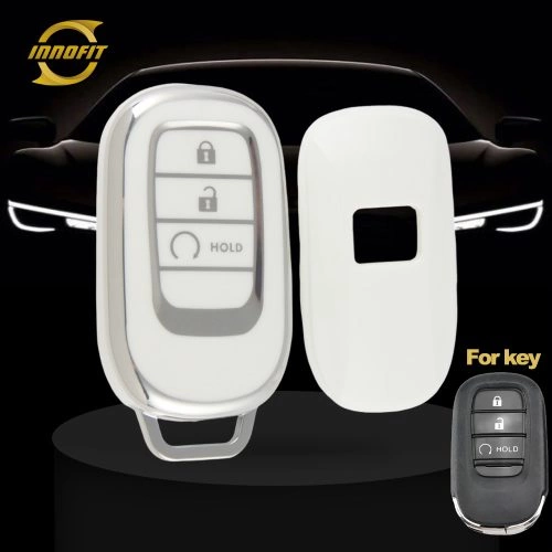 HOB3T1-White-Silver Plating- Car Key Cover For Honda