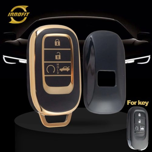 HOB1T1-Black-Gold Plating- Car Key Cover For Honda