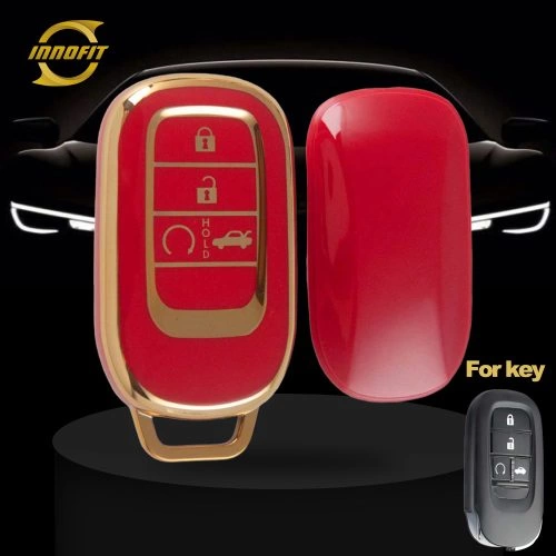 HOB1T1-Red-Gold Plating- Car Key Cover For Honda