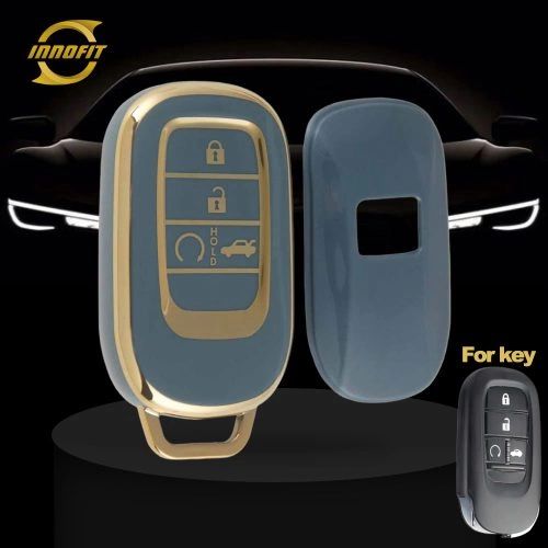 HOB1T1-Granny Grey-Gold Plating- Car Key Cover For Honda