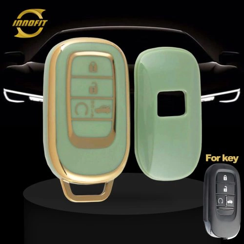 HOB1T1-Green-Gold Plating- Car Key Cover For Honda