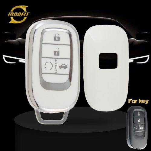 HOB1T1-White-Silver Plating- Car Key Cover For Honda