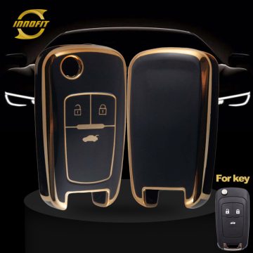 CED1T1-Black-Gold Plating- Car Key Cover For Chevrolet Opel GMC Holden