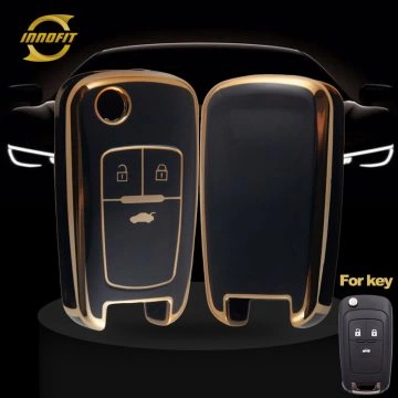 CED1T1-Black-Gold Plating- Car Key Cover For Chevrolet Opel GMC Holden