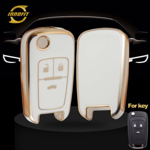 CED1T1-White-Gold Plating- Car Key Cover For Chevrolet Opel GMC Holden