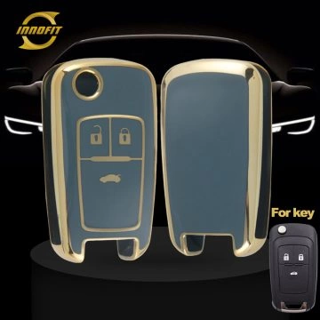 CED1T1-Granny Grey-Gold Plating- Car Key Cover For Chevrolet Opel GMC Holden
