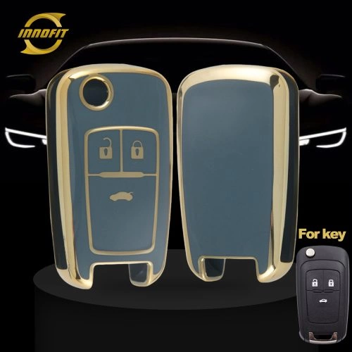 CED1T1-Granny Grey-Gold Plating- Car Key Cover For Chevrolet Opel GMC Holden