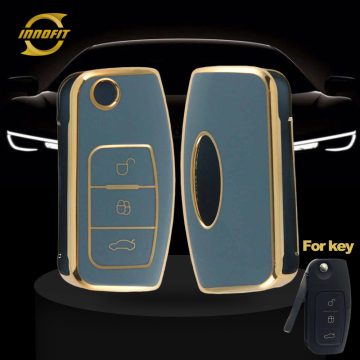 FOE1T1-Granny Grey-Gold Plating- Car Key Cover For Ford